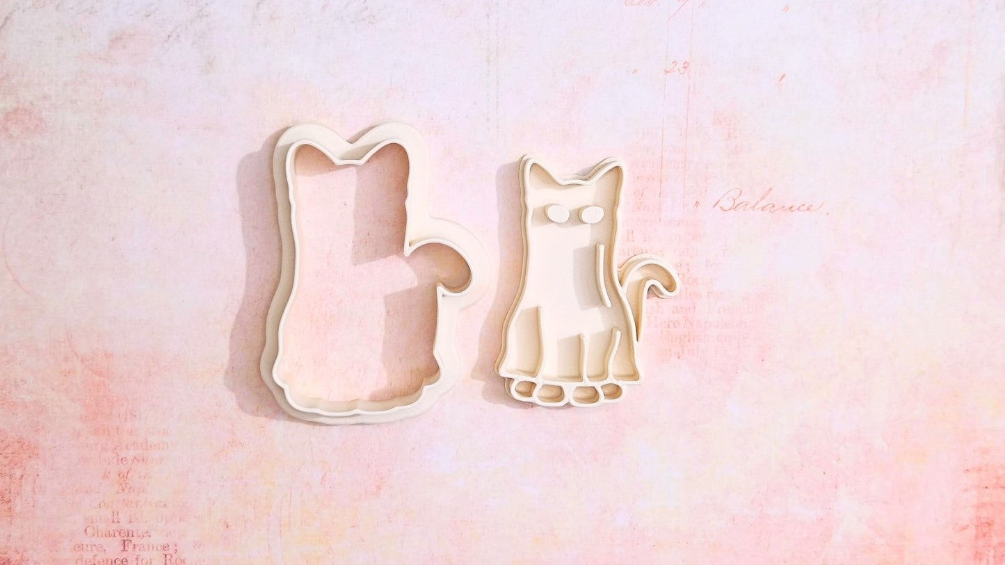 Cat in costume, ghost - cookie cutter set